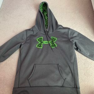 Under Armor grey and neon green logo sweatshirt